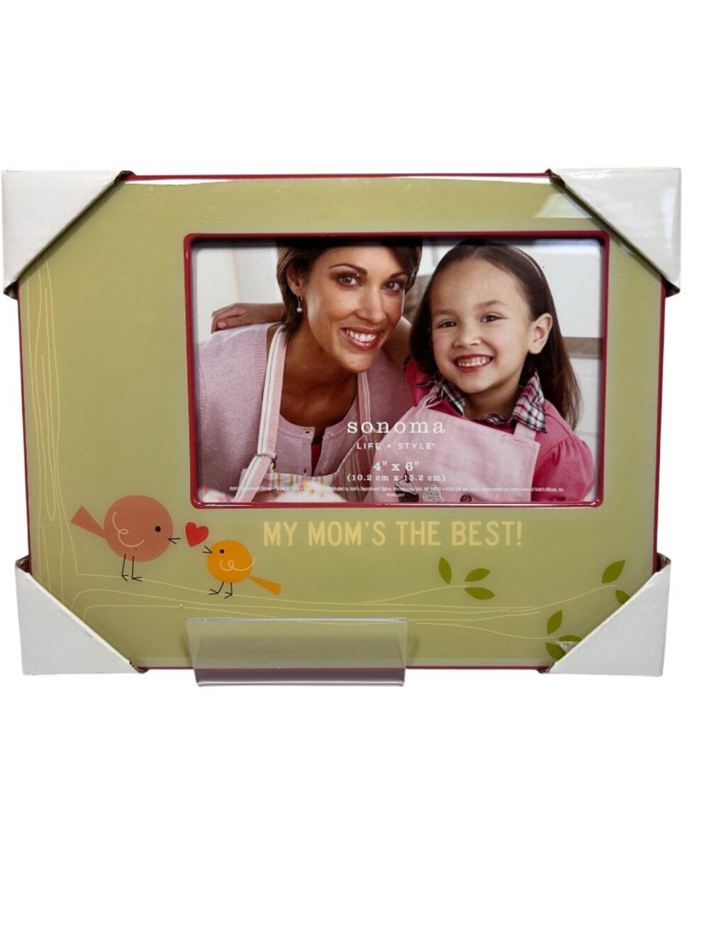 Sonoma Life + Style Mom & Me Picture Frame 4"x6" Green and Pink Color Sentiments